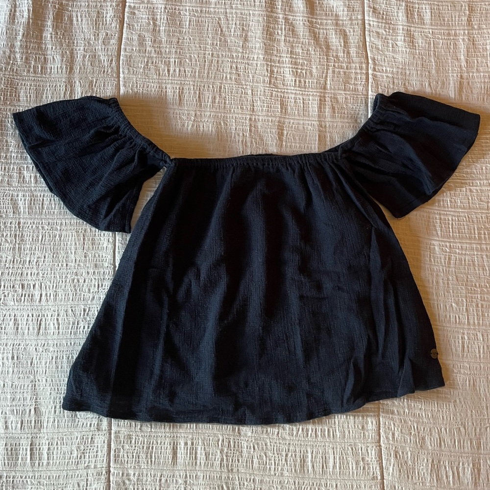 Roxy Off The Shoulder Navy Blue Top - Size S